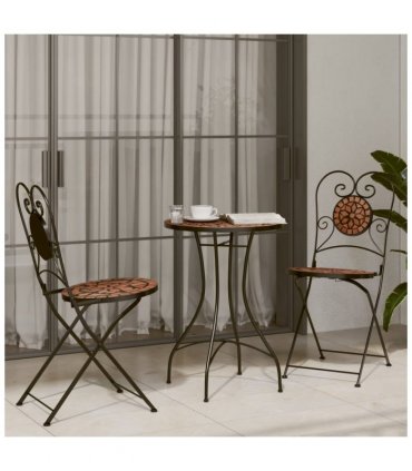 vidaXL Bistro Chairs Foldable 2 pcs Terracotta Ceramic