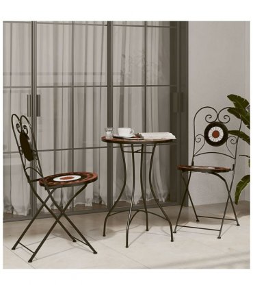 vidaXL Bistro Chairs Foldable 2 pcs Terracotta and White Ceramic — Colour: terracotta and black