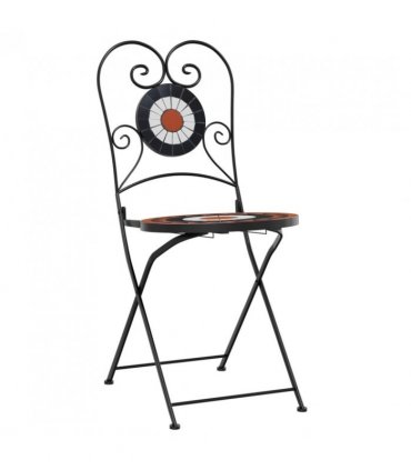 vidaXL Bistro Chairs Foldable 2 pcs Terracotta and White Ceramic — Colour: terracotta and black