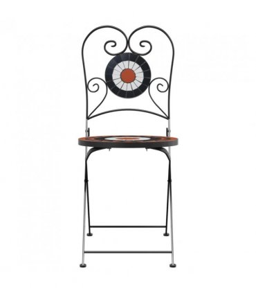 vidaXL Bistro Chairs Foldable 2 pcs Terracotta and White Ceramic — Colour: terracotta and black