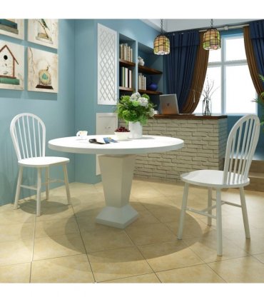 vidaXL Dining Chairs 2 pcs White Solid Rubber Wood — Size: 46.5 x 52 x 94 cm