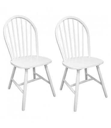 vidaXL Dining Chairs 2 pcs White Solid Rubber Wood — Size: 46.5 x 52 x 94 cm