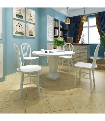 vidaXL Dining Chairs 4 pcs White Solid Rubber Wood — Size: 46.5 x 52 x 94 cm