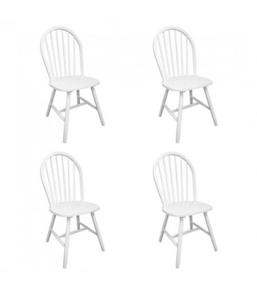vidaXL Dining Chairs 4 pcs White Solid Rubber Wood — Size: 46.5 x 52 x 94 cm