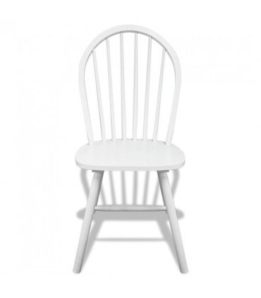 vidaXL Dining Chairs 6 pcs White Solid Rubber Wood — Size: 46.5 x 52 x 94 cm