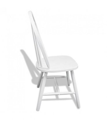 vidaXL Dining Chairs 6 pcs White Solid Rubber Wood — Size: 46.5 x 52 x 94 cm