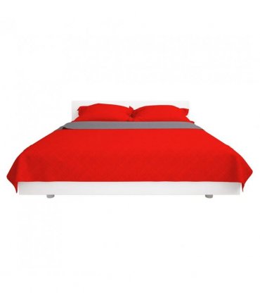 vidaXL Double-sided Quilted Bedspread Red and Grey 230x260 cm — Size: 230 x 260 cm