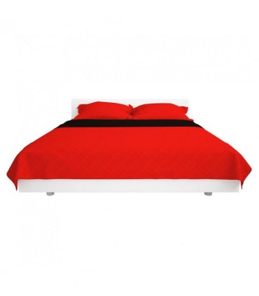 vidaXL Double-sided Quilted Bedspread Red and Black 170x210 cm — Size: 170 x 210 cm