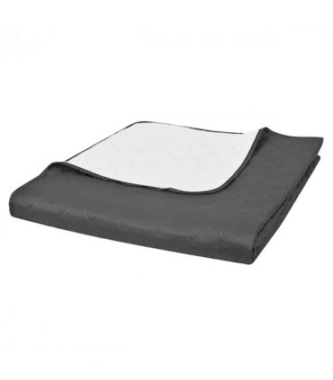 Double-sided Quilted Bedspread Black/White 170 x 210 cm — Colour: black and white