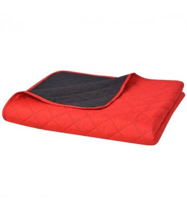 vidaXL Double-sided Quilted Bedspread Red and Black 220x240 cm — Size: 220 x 240 cm