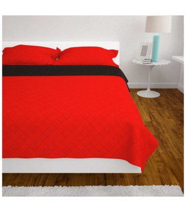 vidaXL Double-sided Quilted Bedspread Red and Black 220x240 cm — Size: 220 x 240 cm