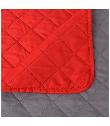 vidaXL Double-sided Quilted Bedspread Red and Grey 220x240 cm — Size: 220 x 240 cm
