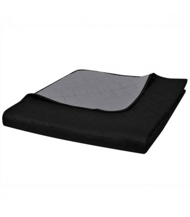 Double-sided Quilted Bedspread Black/Grey 230 x 260 cm — Colour: black and grey