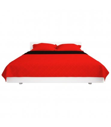 vidaXL Double-sided Quilted Bedspread Red and Black 230x260 cm — Size: 230 x 260 cm