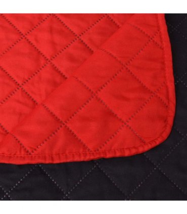 vidaXL Double-sided Quilted Bedspread Red and Black 230x260 cm — Size: 230 x 260 cm