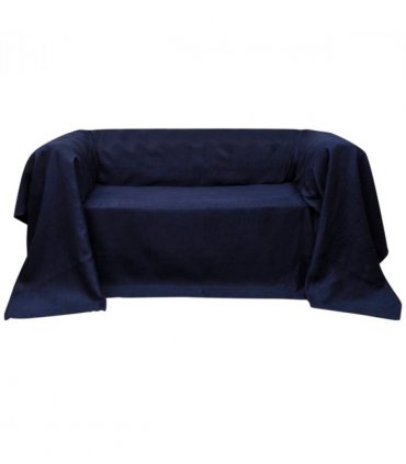 Micro-suede Couch Slipcover Navy Blue 270 x 350 cm