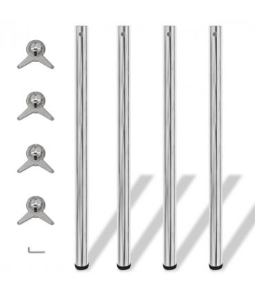 vidaXL Table Leg | Set of 4 | Chrome | Iron | Height: 110 cm | Adjustable Feet — Size: 1100 mm