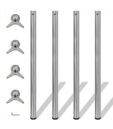 4 Height Adjustable Table Legs Brushed Nickel 1100 mm