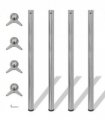4 Height Adjustable Table Legs Brushed Nickel 1100 mm