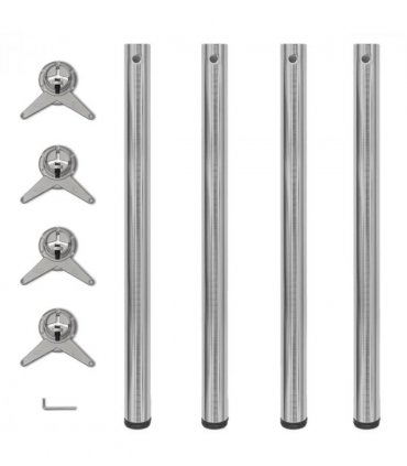 4 Height Adjustable Table Legs Brushed Nickel 870 mm