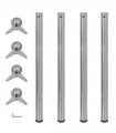 4 Height Adjustable Table Legs Brushed Nickel 870 mm