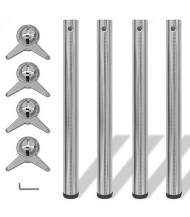 4 Height Adjustable Table Legs Brushed Nickel 710 mm
