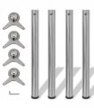 4 Height Adjustable Table Legs Brushed Nickel 710 mm