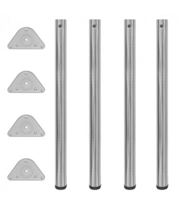 4 Height Adjustable Table Legs Brushed Nickel 870 mm — V0671929985