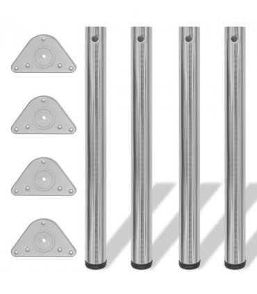 4 Height Adjustable Table Legs Brushed Nickel 710 mm — V0671929989