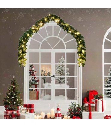 vidaXL Christmas Garland with 600 LEDs 2 pcs Green PVC — Size: 40 m, Model: with leds