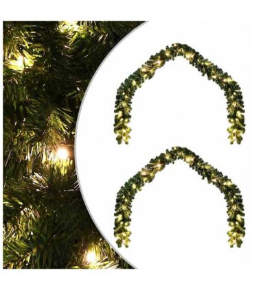 vidaXL Christmas Garland with 600 LEDs 2 pcs Green PVC — Size: 40 m, Model: with leds
