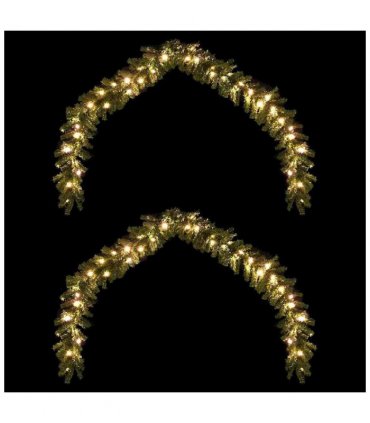 vidaXL Christmas Garland with 600 LEDs 2 pcs Green PVC — Size: 40 m, Model: with leds