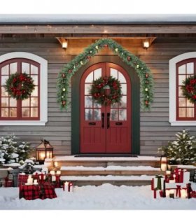 vidaXL Christmas Garland Decorated with Baubles and LED Lights 5 m — Model: with baubles & leds
