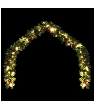 vidaXL Christmas Garland Decorated with Baubles and LED Lights 5 m — Model: with baubles & leds