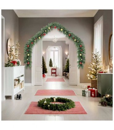 vidaXL Christmas Garland Decorated with Baubles and LED Lights 10 m — Model: with baubles & leds