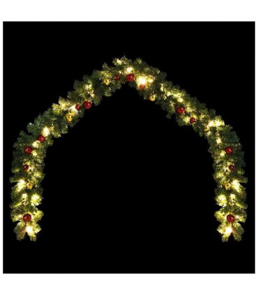 vidaXL Christmas Garland Decorated with Baubles and LED Lights 10 m — Model: with baubles & leds