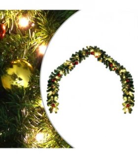 vidaXL Christmas Garland Decorated with Baubles and LED Lights 20 m — Model: with baubles & leds