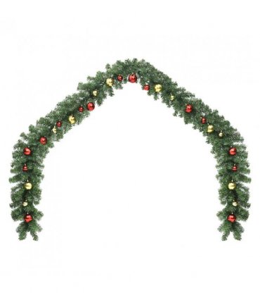 vidaXL Christmas Garland Decorated with Baubles and LED Lights 20 m — Model: with baubles & leds
