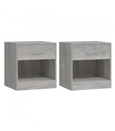 vidaXL Bedside Cabinets 2 pcs with Drawer Grey Sonoma