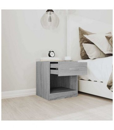 vidaXL Bedside Cabinets 2 pcs with Drawer Grey Sonoma