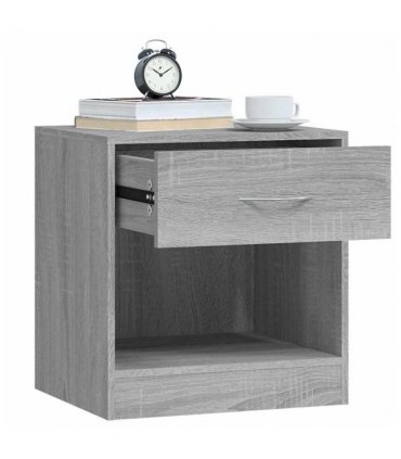 vidaXL Bedside Cabinets 2 pcs with Drawer Grey Sonoma