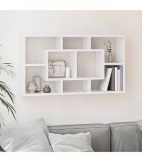 vidaXL Wall Display Shelf 8 Compartments High Gloss White
