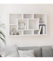vidaXL Wall Display Shelf 8 Compartments High Gloss White