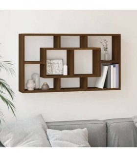 vidaXL Wall Display Shelf 8 Compartments Brown Oak