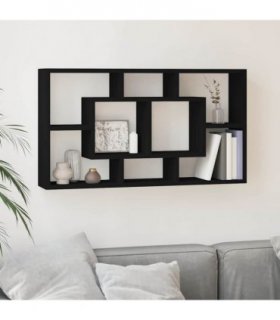 vidaXL Wall Display Shelf 8 Compartments Black