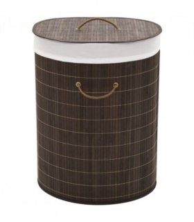 vidaXL Bamboo Laundry Bin Oval Dark Brown — Size: 45 x 35 x 60 cm