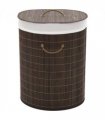 vidaXL Bamboo Laundry Bin Oval Dark Brown — Size: 45 x 35 x 60 cm