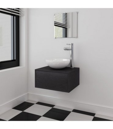 vidaXL Bathroom Cabinet | Black and White | Engineered wood, Ceramic | Compact — Size: 40 x 34 x 20 cm