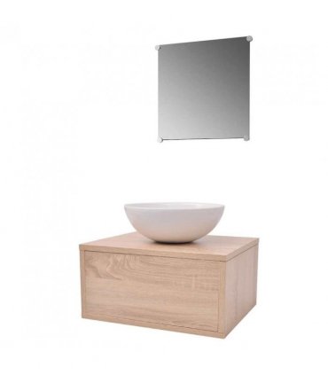 vidaXL Four Piece Bathroom Furniture Set with Basin with Tap Beige — Model: model 1