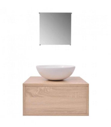 vidaXL Four Piece Bathroom Furniture Set with Basin with Tap Beige — Model: model 1